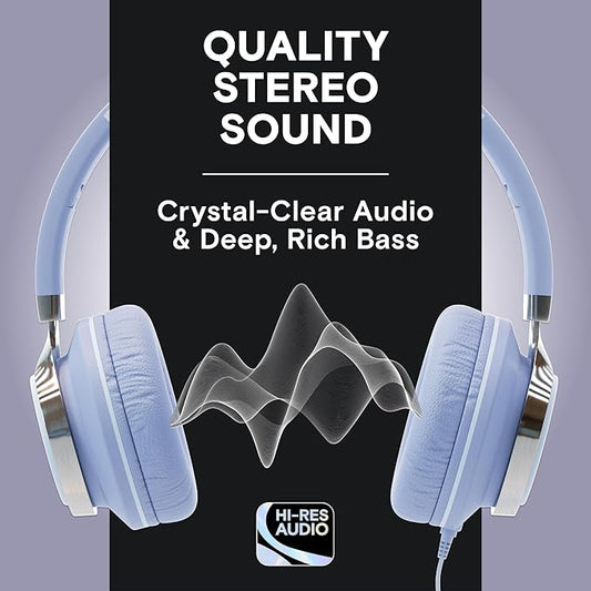 ARTIX CL750 On-Ear Headphones Wired with Mic and Volume Control — Noise Isolating Corded Over Ear Headphones with Microphone for Laptop and Computer, Plug in Headset with Cord (Aux Jack 3.5mm)