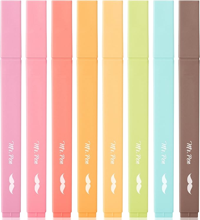 Mr. Pen- Aesthetic Highlighters, 8 pcs, Chisel Tip, Autumn Colors, Cute Highlighters Assorted Colors