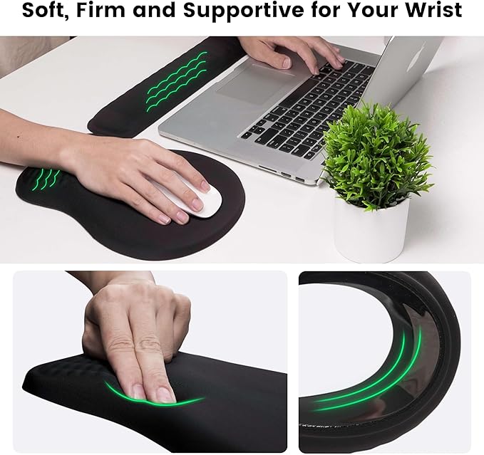 MEKASS Ergonomic Mouse Pad and Keyboard Wrist Rest Set, Super Soft Memory Foam Desk Wrist Support Cute for Computer Keyboard, Non-slip Arm Rests Cushion for Typing Gaming Office Laptop (Purple Marble)