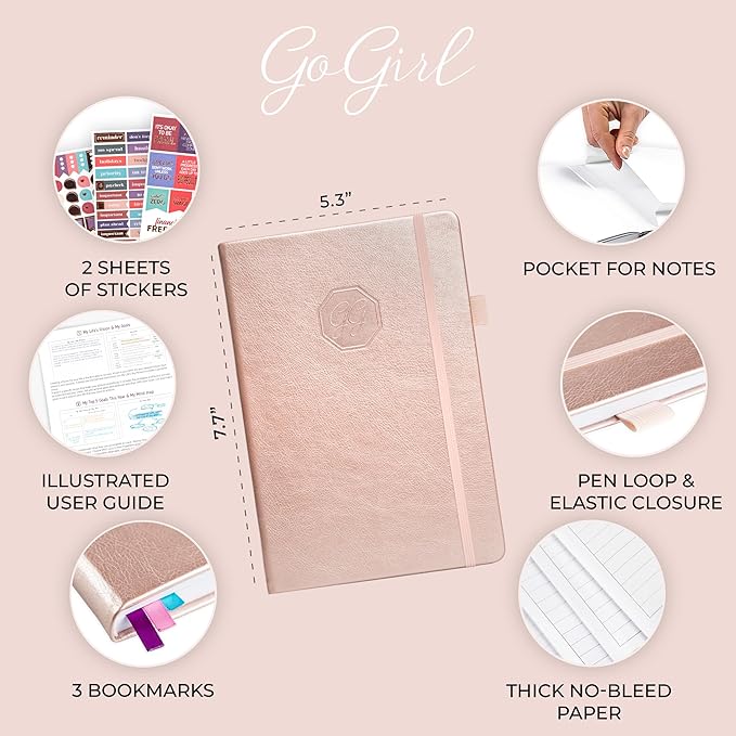 GoGirl Weekly Schedule Planner – Hourly Work & Life Planner with Time Slots – Vertical Agenda Organizer for Daily Productivity, A5 (Rose Gold)