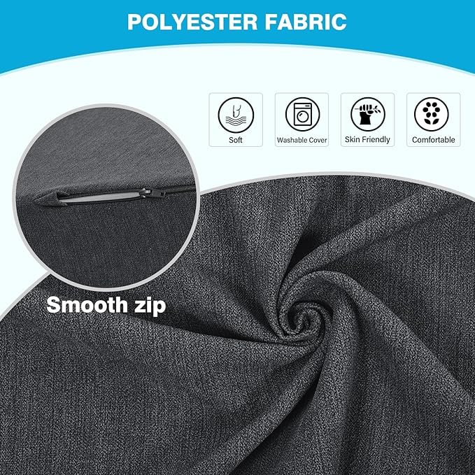 TANYOO Back Support Pillow for Recliner Dual Layer Lumbar Support Pillow with Gel Memory Foam Ergonomic Orthopedic Lumbar Cushions for Elderly Lower Back Pain Relief Washable Cover Dark Grey