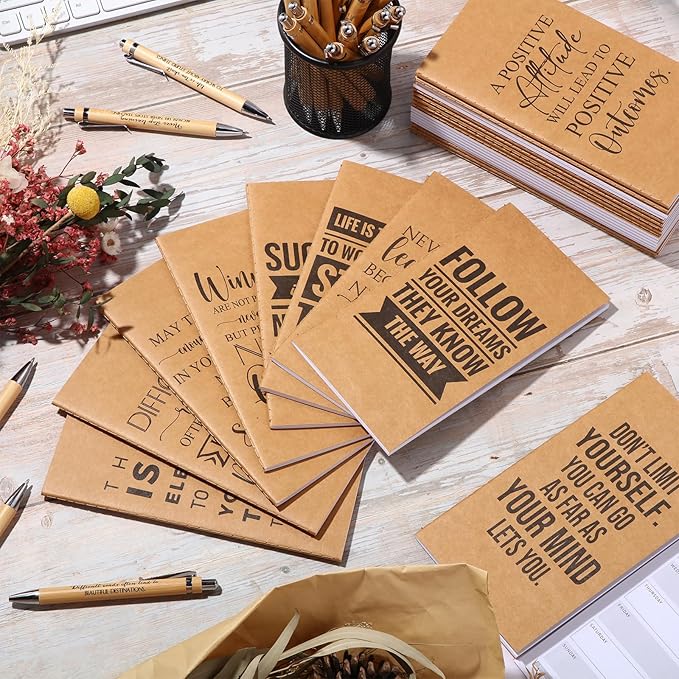 Spakon 20 Sets 2026-2027 Bulk Pocket Planners with Pens Small Daily Weekly Calendar Mini Inspirational Journal to Do List Goals Notepad Employee Appreciation Gift for Coworker Teacher Student(Classic)