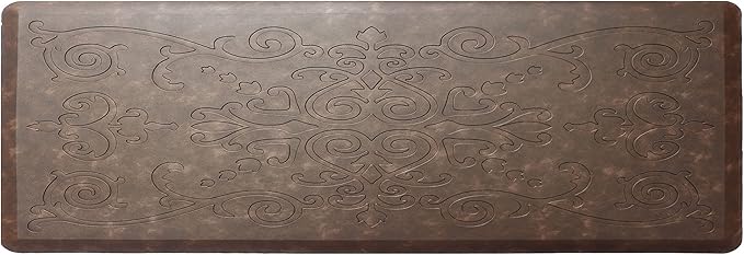 J&V TEXTILES Medallion Embossed Kitchen Mat Cushioned Anti Fatigue Floor Mat, Thick Non Slip Waterproof Kitchen Rugs and Mats,Heavy Duty Foam Standing Mat for Kitchen (Espresso, 17" X 60")