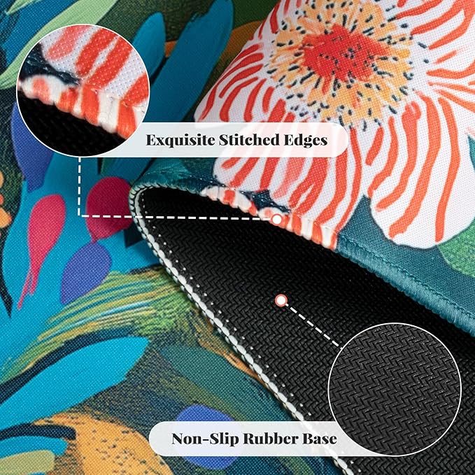 iCasso Large Gaming Mouse Pad (35"x16") - Waterproof Desk Mat with Non-Slip Rubber Base & Stitched Edges - Extended Keyboard Mousepad for Computer, PC, Office, Home Workspace (Oil Painting)