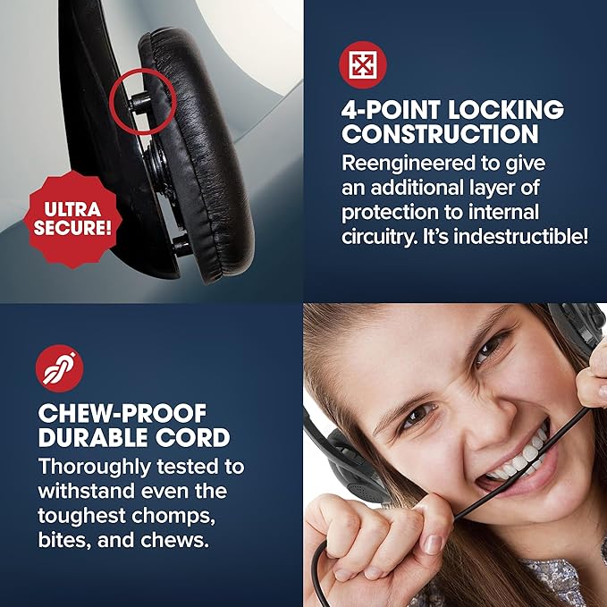 SENTRY Bulk Rugged School Headphones, Durable for Kids, Students, Teachers, Classrooms, 3.5mm or USB-C Jack Options, Optional Boom Mic for Online Learning (8 Count - 3.5mm with Boom Mic, 8, Count)