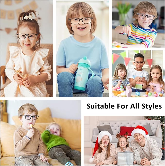 BiBiBear Blue Light Blocking Glasses Bendable Lens Legs for Kids Girls Boys Not Easy to Drop Reduces Eyestrain Lenses