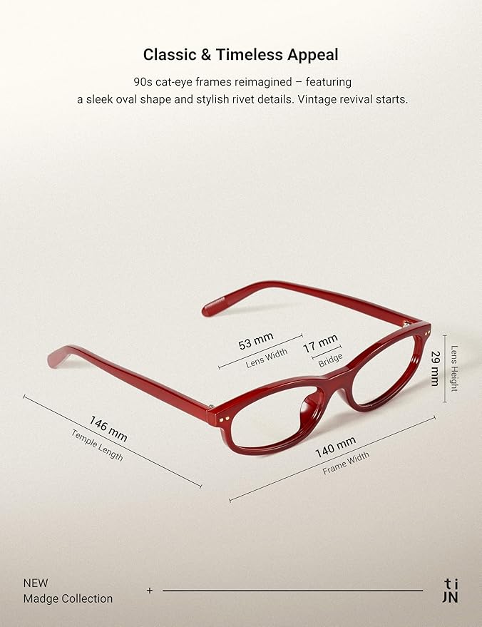 TIJN Olisa Blue Light Blocking Glasses for Women Men,Oval Glasses Frame Bluelight Glasses for Gaming/Computer/Screen