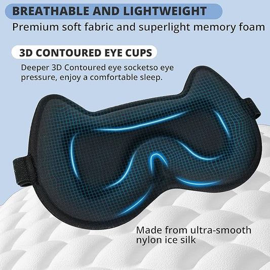 3D Kids Sleep Eye Mask: 3D Contoured Cup Sleeping Masks, Blindfold Sleep Eye Cover with Adjustable Strap, Memory Foam Lightweight Night Eyeshade for Boys Girls Teens (Blue)