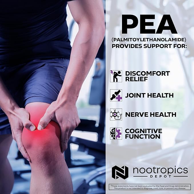 Nootropics Depot Palmitoylethanolamide Capsules | Pea | 400mg Pills | 180 Count | Provides Discomfort Support | Promotes Healthy Joint Function