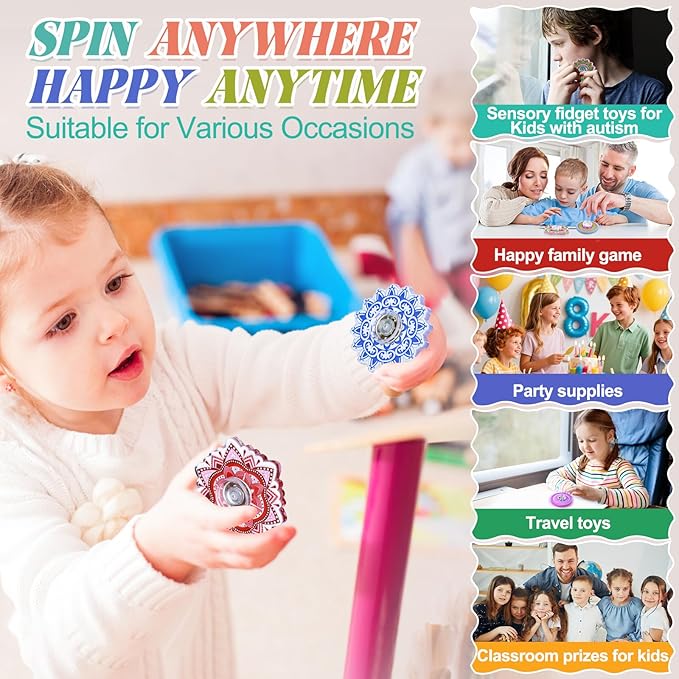 50 Pack Fidget Spinner for Kids, Mini Sensory Fidget Toys Adults Kids 4-8-12 with Autism ADHD, Anxiety Toys Stress Relief Teen Boy Bulk Gifts, Party Favors Classroom Prizes Goodie Bag Stuffers