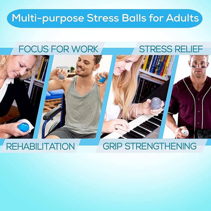 Serenilite Stress Balls for Adults, Squeeze Ball for Hand Therapy, Stress Ball, Hand Exercisers for Therapy & Grip Strengthening, Physical Therapy Balls, Hand Grip Strengthener.