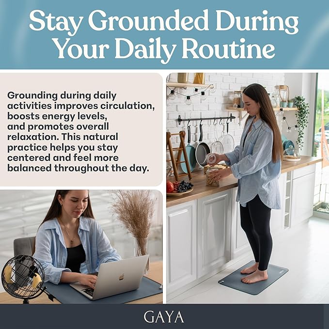 GAYA Grounding Mat for Feet, Sleep Improvement, Back Pain Relief, Muscle Relaxation & Stress, Earthing Pads for Bed, Ground for Desk, Earth Mats, Bedding Pad (24''X16'')