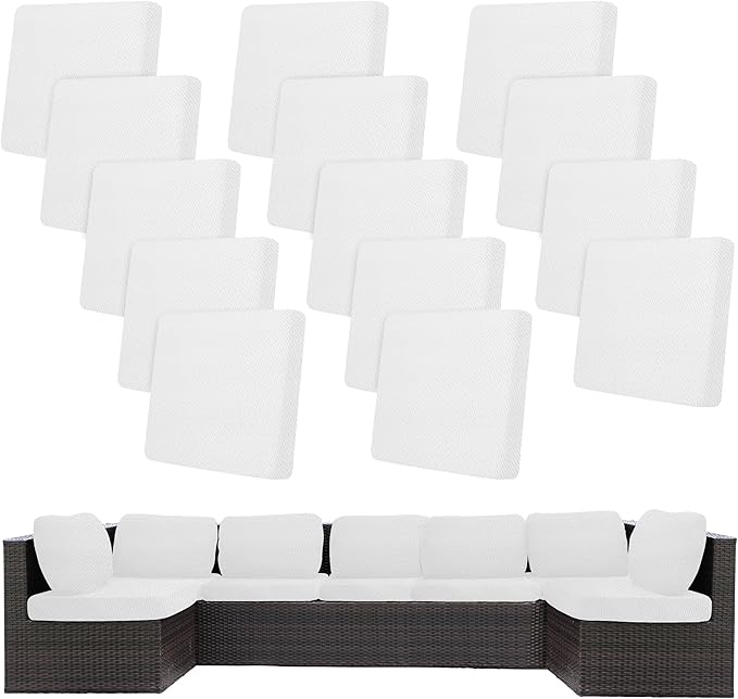 14Pcs Stretch Patio Cushion Covers,Outdoor Couch Covers Replacement,Outdoor Couch & Sofa Slipcovers,for Patio Furniture Cushion Covers,Washable Reusable Furniture Protector (Jade White,Cover Only)