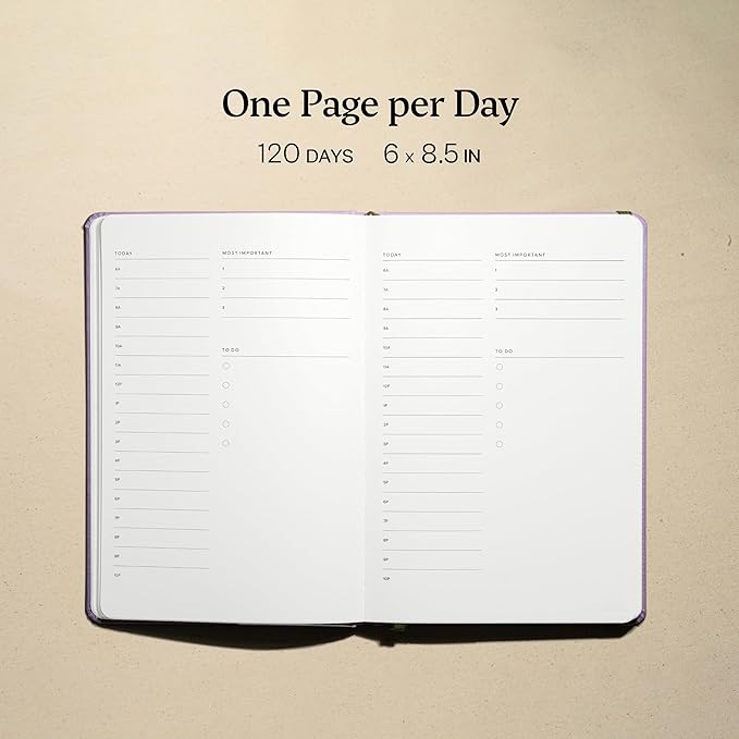 Undated Daily Planner for Productivity & Work – Hardcover, 120 Days, with Habit Tracker & Goal Setting. Monthly, weekly & daily work planner. Start Anytime (Lavender)