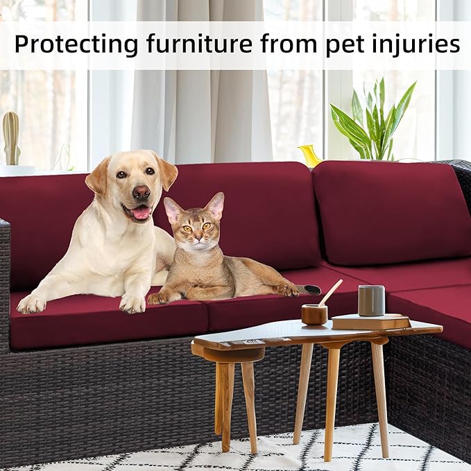 8Pcs Stretch Patio Cushion Covers,Outdoor Couch Covers Replacement,Outdoor Couch & Sofa Slipcovers,for Patio Furniture Cushion Covers,Washable Reusable urniture Protector (Wine Red,Cover Only)