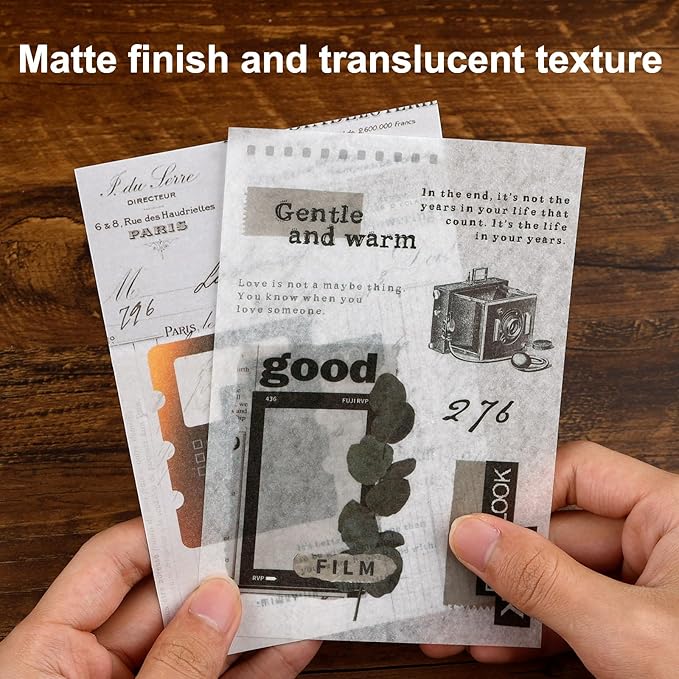 Dizdkizd Washi Stickers Book for Journaling, Vintage Scrapbook Ephemera with 180pcs Film Stickers and 20 Adhesive Scrapbooking Papers, Junk Journaling Supplies