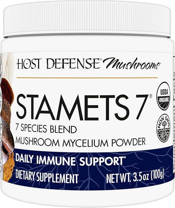 Host Defense Stamets 7 Mushroom Powder - 7 Species Blend - Mushroom Supplement for Immune Support with Royal Sun Blazei, Cordyceps, Reishi, Maitake, Lion's Mane, Chaga & Mesima - 3.5 oz (66 Servings)*