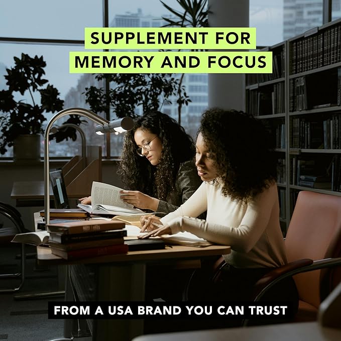 AMANDEAN Brain Supplement. Nootropic Cognitive Support for Memory, Focus, Clarity. Magnesium L-Threonate (Magtein), Lion's Mane Mushroom Extract, Alpha GPC Choline Complex. 90 Veggie Capsules.