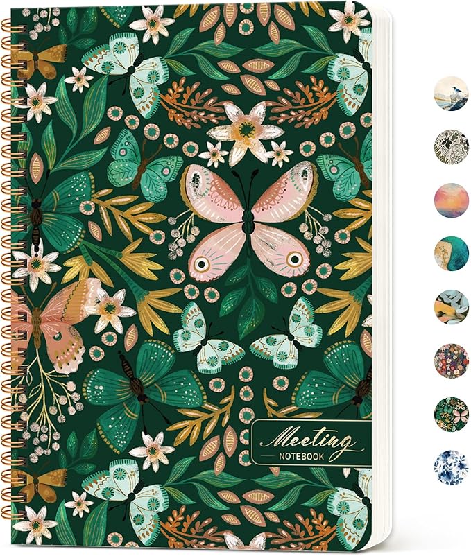 Meeting Notebook for Work Organization, Aesthetic Meeting Minutes Notebook for Work, Event Project Agenda Planner Organizer, Perfect for Office School Business Supplies, 6.9" X 9.7" - Butterfly
