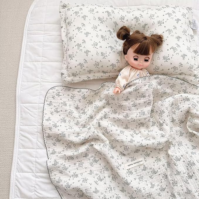 BuLuTu 2-Layer Muslin Toddler Blanket Soft Lightweight Baby Blankets Quilt Cotton Muslin Crib Blanket for Toddlers Boys Girls Reversible Glorios Pattern,47"x51"