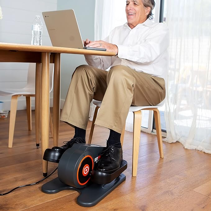 SITFIT, Sit Down and Cycle! Powered Foot Pedal Exerciser for Seniors, Under Desk Elliptical Exercise Bike, Leg Exerciser While Sitting. Peddler Exerciser Mini Bike, Portable Rehabilitation Equipment.