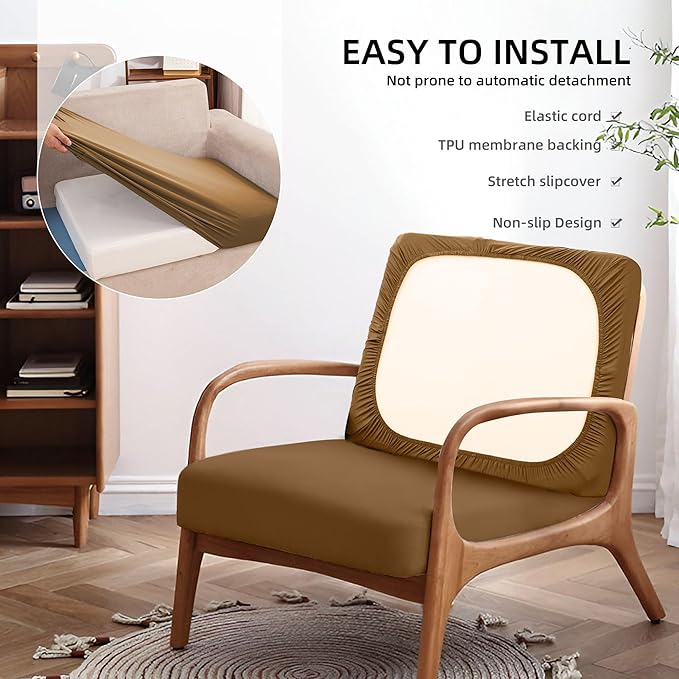 14Pcs Outdoor Cushions Covers Waterproof, Patio Cushion Covers, Stretch Cushion Covers Replacement,Cushion Slipcovers, Furniture (Camel Color 2, 14PCS)