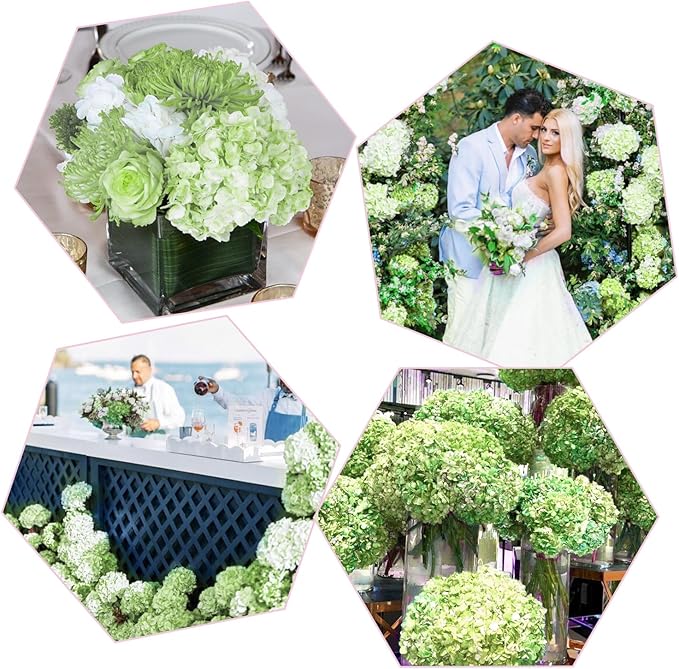 Green Hydrangea Artificial Flowers 3pcs Lifelike Faux Hydrangea Real Touch Fake Flowers for Home Wedding Office Party Living Room Decoration,22inch