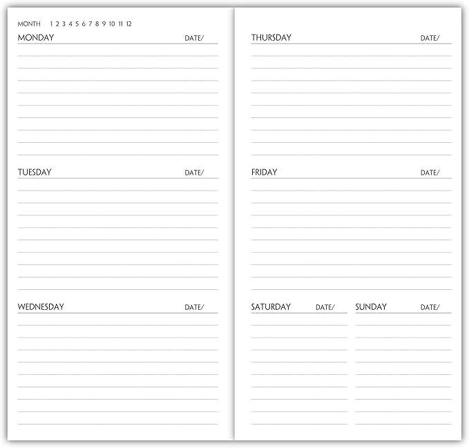 Nokingo 3-Pack Travelers Notebook Calendar, Travelers Notebook Inserts, Undated Traveler Notebooks Monthly, 4.25"x8.25" Traveler Calendar Insert