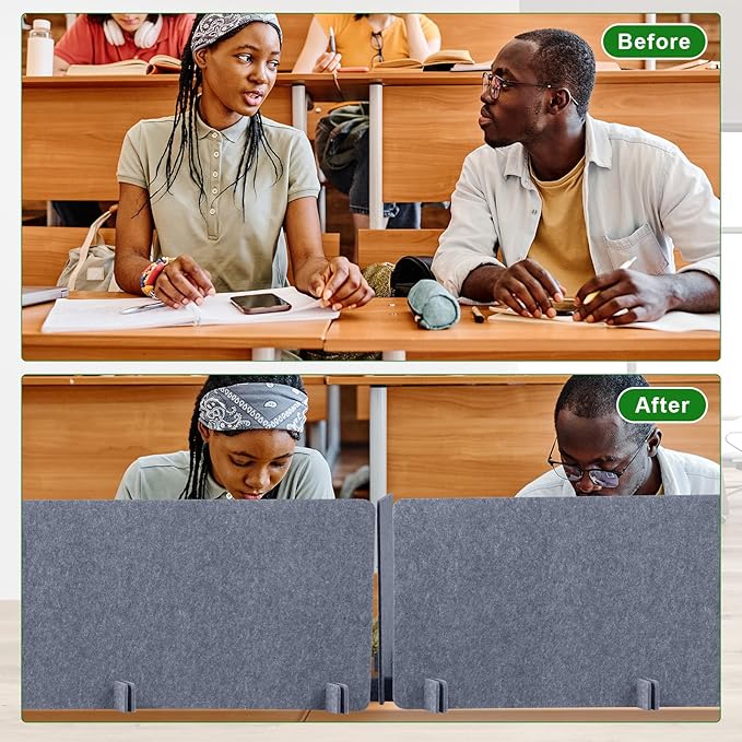 Buryeah 3 Pcs Desk Divider 23.6 x 47.2, 23.6 x 23.6 Stand up Freestanding Cubicle Privacy Partition Reducing Noise Visual Distraction Divider for Office Home School(Gray)