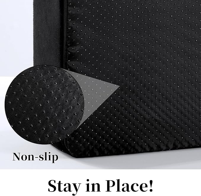 HOMBYS Foam Lumbar Support Pillow for Recliner with Recliner Chair Seat Cushion-Thick Seat Cushion for Elderly with Long Back Support, Extra Large & Non-Slip, Black