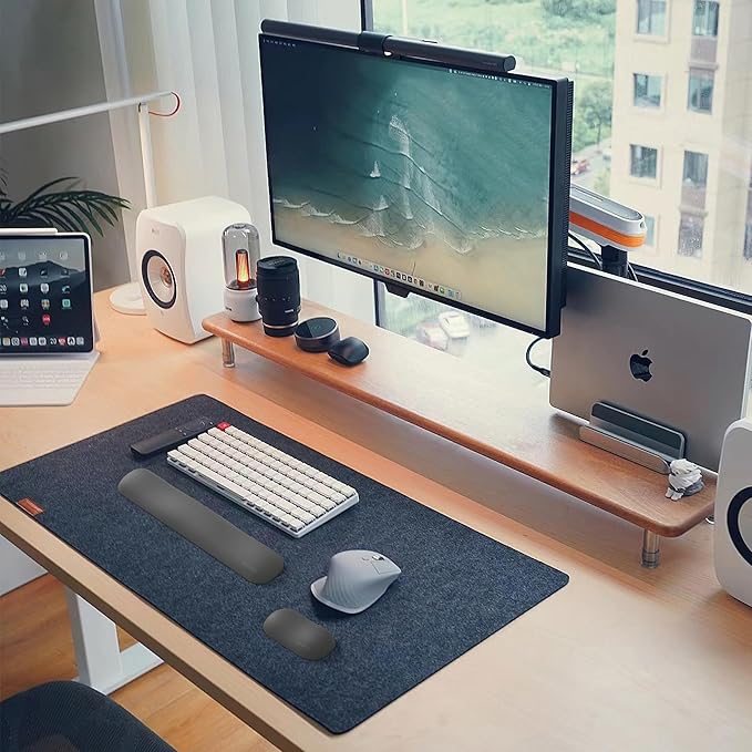 UnivoColors Design-Wave Wrist Rest, Artificial Sheepskin+Memory Foam+Ergonomic+Anti-Slip Gel, Resilience Support During Work and Gaming,Mouse Accessory,White