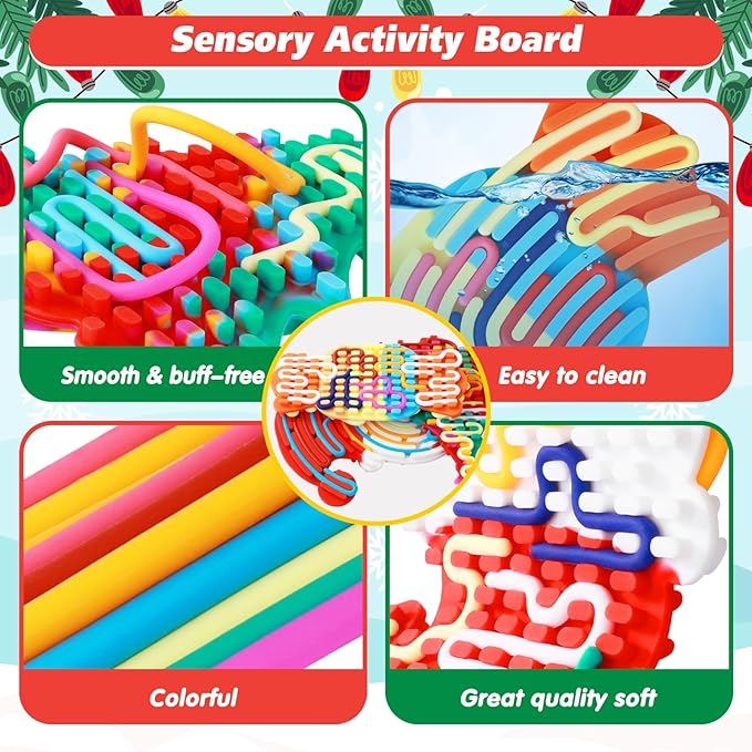 3Pcs Sensory Activity Board, Fidget Sensory Toys for Kids Adults, Duble Sided Design Kids Busy Board, Calm Down Fidget Toy for Stress Relief