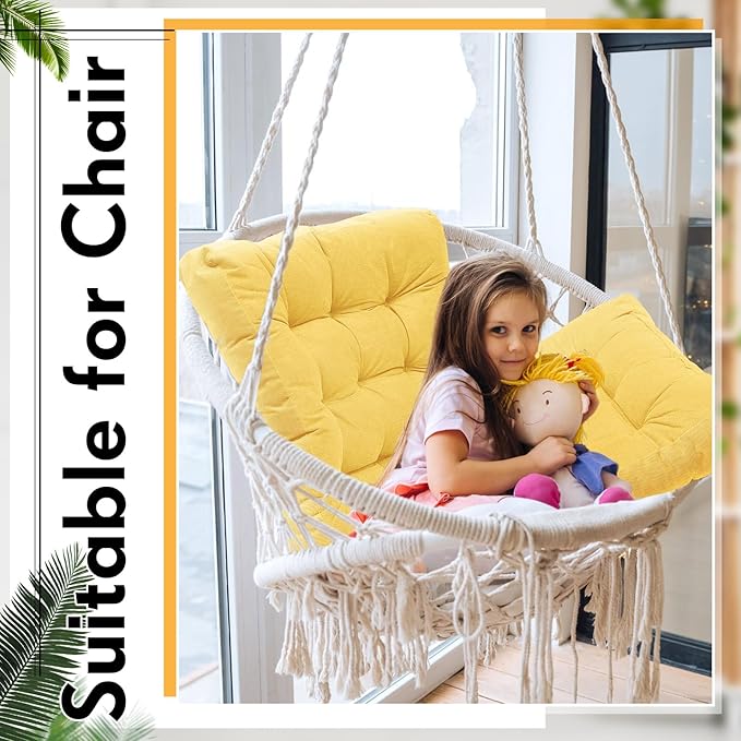 Jerify 4 Pcs Floor Pillow Cushions 22 x 22 Inch Round Square Large Meditation Floor Pillow for Classroom Adult Meditation Picnic Party Cushion for Seating Gift Christmas(Yellow,Square)