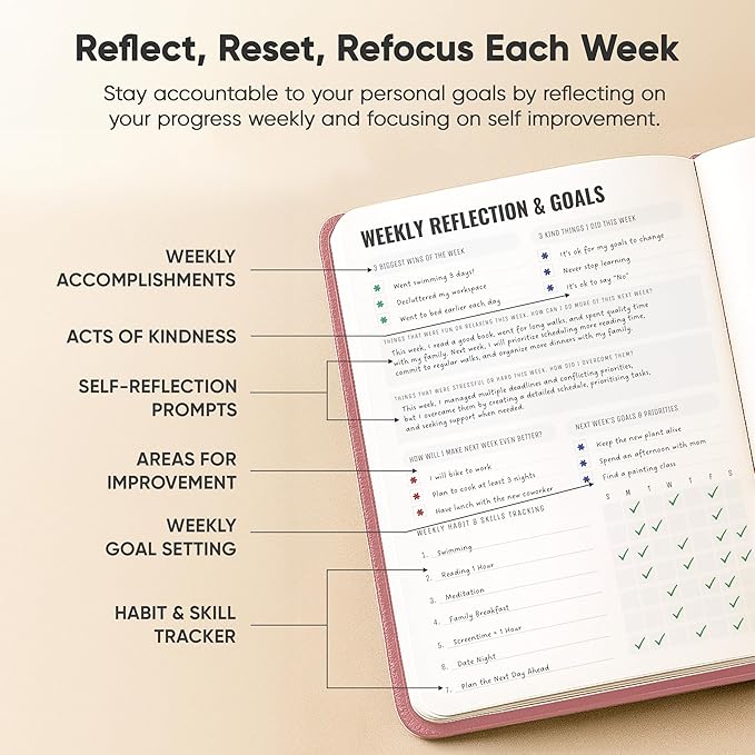 Best Daily Journal for Men & Women for Mindfulness, Productivity, Happiness & Self Care | Gratitude Journal, Affirmation Journal, Positivity Journal, Manifestation Journal, Self-Care Journal, Habit Tracker & Daily Journal with Prompts (Pink)