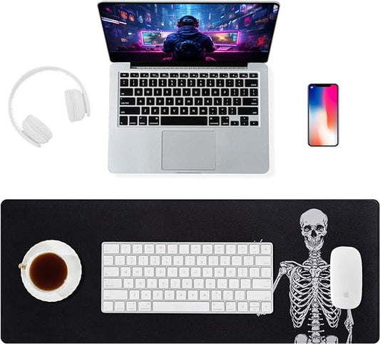 ALOANES Waterproof Mouse Pad with Durable Stitched Edge, XL Gaming Keyboard Pad, Non-Slip Rubber Base, Extended Desk pad for Gamer, Office & Home, Right Skeleton Mousepad 31.5''x 11.8''x 0.12''