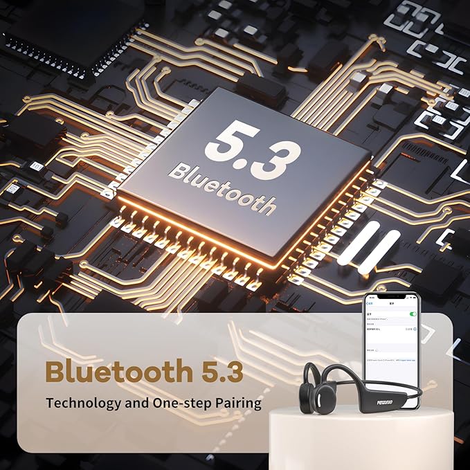 Open Ear Headphones, Air Conduction Headphones Sport Earbuds Bluetooth 5.3 15Hrs Playtime Bluetooth Headphones, IPX6 Waterproof Sports Headset for Running, Cycling, Walking Black