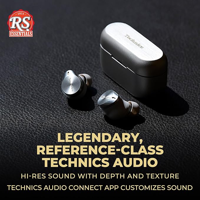 Technics Premium Hi-Fi True Wireless Bluetooth Earbuds with Advanced Noise Cancelling, 3 Device Multipoint Connectivity, Wireless Charging, Hi-Res Audio + Enhanced Calling - EAH-AZ80-S (Silver)