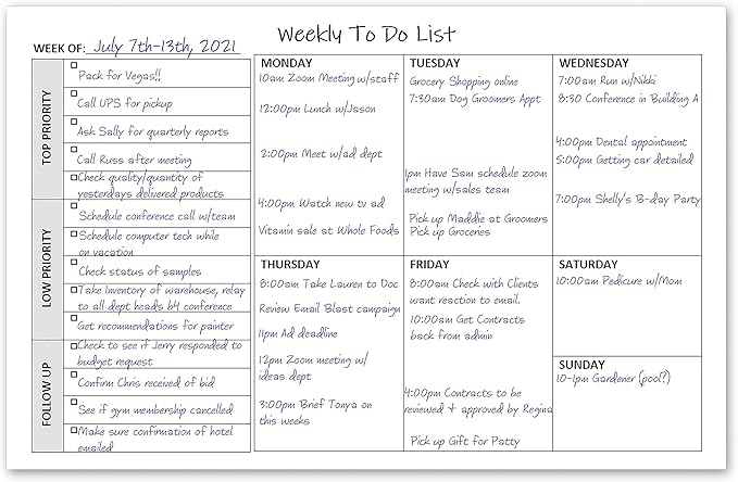 Weekly TO DO List Notepads (2 Pack, 50 Pages Each) Task Pad Planner w/Daily Checklist, Priority ToDo & Note Sections. Desk Notebook Pad to Organize Office. 8.5 X 5.5, A5 Sheets. Made in the USA.