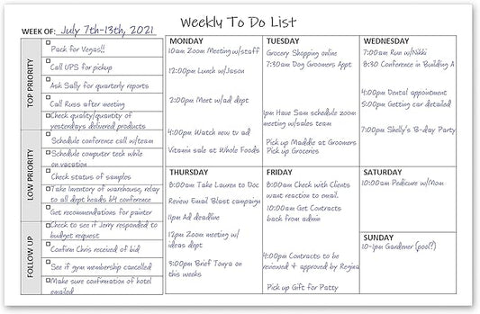 Weekly TO DO List Notepads (2 Pack, 50 Pages Each) Task Pad Planner w/Daily Checklist, Priority ToDo & Note Sections. Desk Notebook Pad to Organize Office. 8.5 X 5.5, A5 Sheets. Made in the USA.