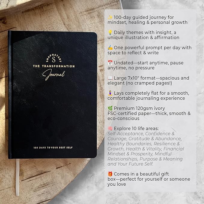 Transformation Journal – 100-Day Guided Journal | Daily Prompts for Self Growth, Mindfulness, and Mental Wellness | Self Care Workbook & Reflection Tool for a Better You