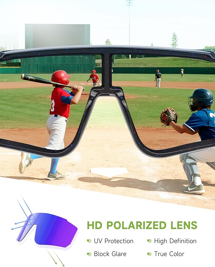 Kids Polarized Baseball Sunglasses for Boys Girls - Youth Softball Cycling Sports Sunglasses UV Protection Goggles