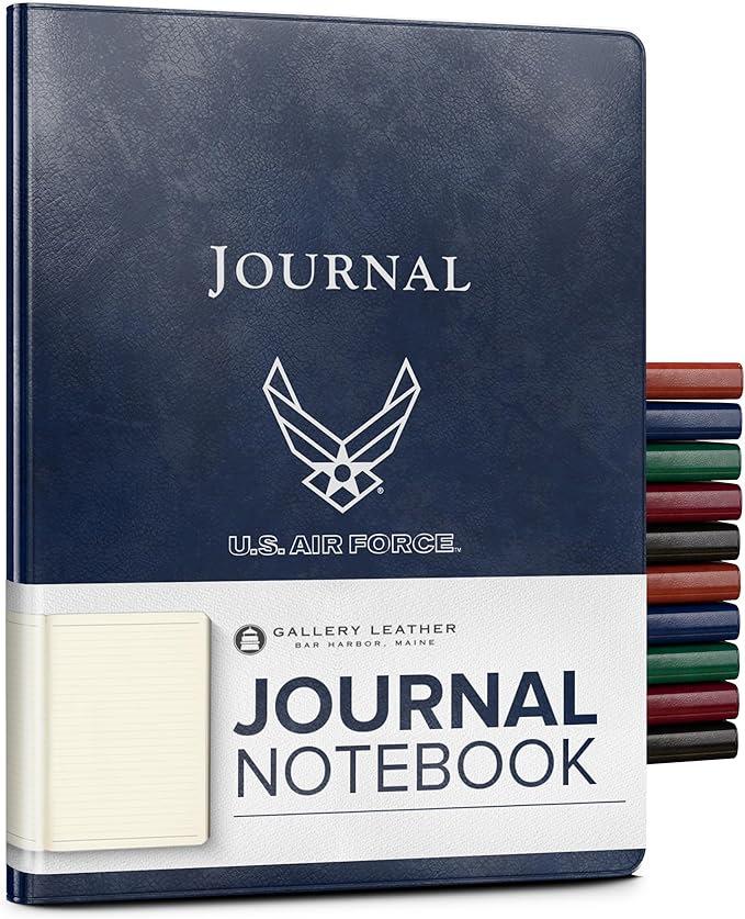 Gallery Leather Journal - Crafted in Maine, USA - Elegant Leather Writing Notebook with 192 Lined Pages - A Timeless Space for Your Thoughts - Acadia Navy - Air Force - 9.75x7.5, Large Lined