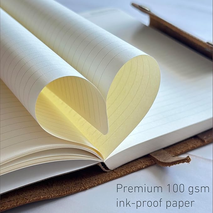 Albero Genuine Leather Journal – A5 Refillable Premium Writing NoteBook, 5x8 Cover, 360 Pages (100 GSM), Professional Organizer for Men and Women, Lined Daily Journal, Handmade Leather Note book