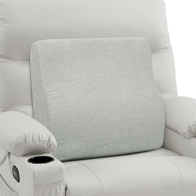 TANYOO Back Support Pillow for Recliner Dual Layer Lumbar Support Pillow with Gel Memory Foam Ergonomic Orthopedic Lumbar Cushions for Elderly Lower Back Pain Relief Washable Cover Light Grey