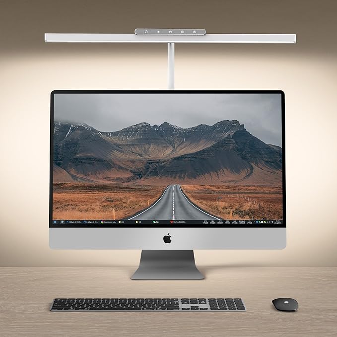 Desk Lamp, 3 Colors Stepless Dimming LED Desk Lamps for Home Office Adjustable Memory Desk Light with Clamp Touch Control Office Lamp Eye Caring Computer Light for Working Sewing(White)