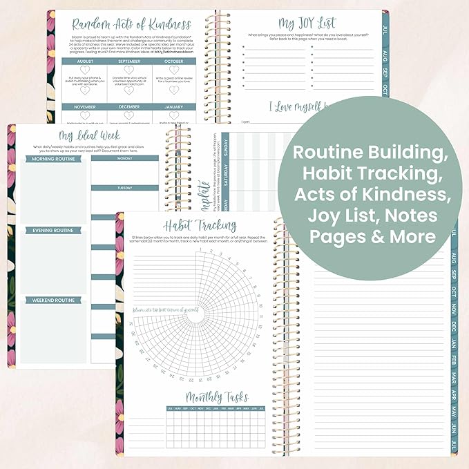 bloom daily planners 2025-2026 Academic Year Daily Planner (July 2025 - July 2026) - A5 Weekly & Monthly Calendar Agenda Organizer Book with Stickers - 5.5" x 8.25" - Blooming Wildly