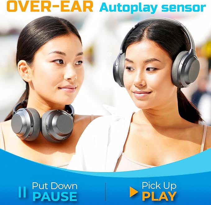 TREBLAB Z7 Pro - Hybrid Active Noise Cancelling Headphones, Signature aptX-HD Audio, Memory Foam Ear Cups, Foldable, 45H Play, Bluetooth 5, Fast Charging, Workout Over Ear Headphones Wireless With Mic