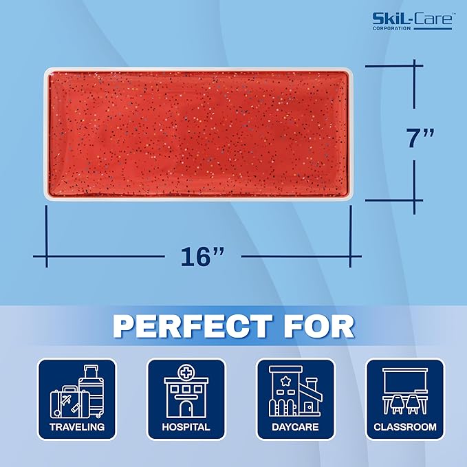 Skil-Care Weighted Rectangular Lap Pad, Red, 3 Lbs, 7" x 16"- Vinyl Covered, Heat Sealed, Calms and Stimulates, Easy to Clean, 914505
