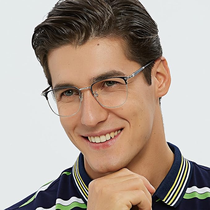 GUDVUE Blue Light Glasses, Computer/Gaming/TV/Phones Glasses for Women/men, Anti Glare/UV400/Eye Strain, Shiny Gunmetal Pro