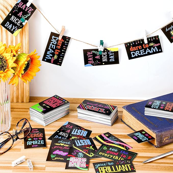 Jinei 300 Inspirational Affirmation Cards Positive Motivational Cards Small Mini Encouragement Quotes for Women Church End of the Year Teacher Gifts(Geometric Style)